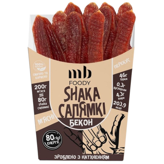 Салямки "Bakon" курячі в оболонці 80 г/12 шт TM MB Foody Салямки "Bakon" курячі в оболонці 80 г/12 шт TM MB Foody