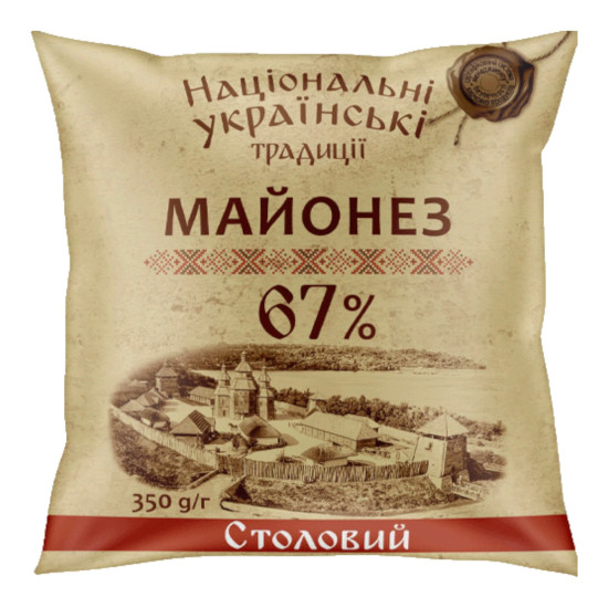 Майонез "Столовий 67%" філ-пак  0,35 кг / 33 шт ТМ НУТ
