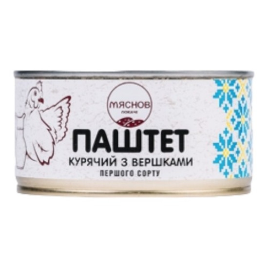 Консерва Паштет курячий з вершками (ж/б) ДСТУ 0,325 кг / 6 шт кт ТМ "Мяснов локачі"