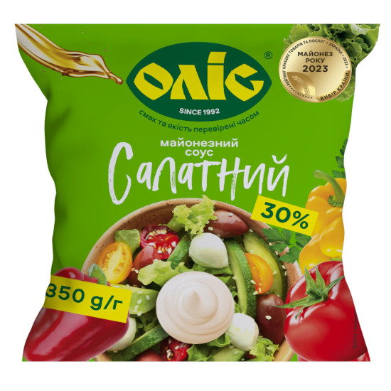 Майонезний Соус "Салатний 30%" філ пак  0,35 кг / 33 шт Оліс