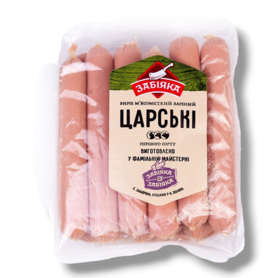 Сосиски Царські 1 с (газ 0,7 кг) ТМ "Забіяка" Сосиски Царські 1 с (газ 0,7 кг) ТМ "Забіяка"