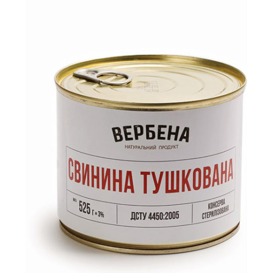 Консерва Свинина тушкована 0,525 ж/б / 6 шт кт ТМ Вербена