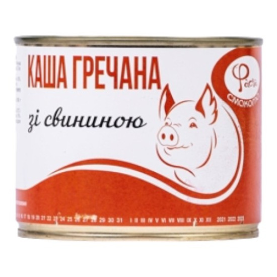Консерва Каша гречана з м'ясом (ж/б) 0,525 кг / 6 шт кт ТМ "Мяснов локачі"