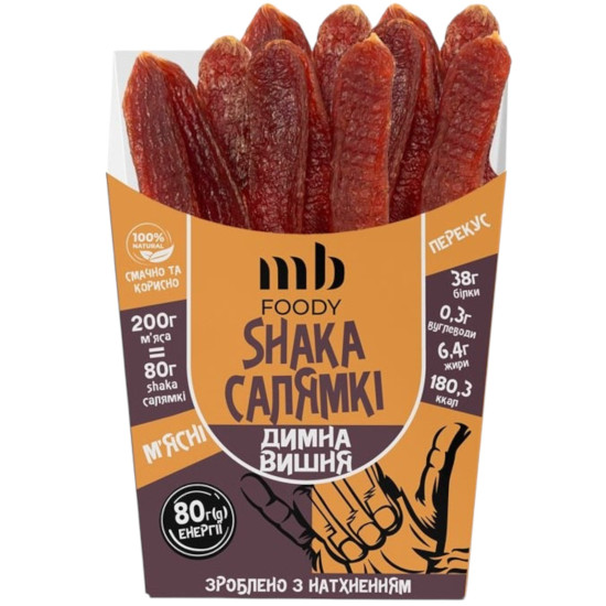 Салямки "Димна вишня" курячі в оболонці 80 г/12 шт TM MB Foody Салямки "Димна вишня" курячі в оболонці 80 г/12 шт TM MB Foody